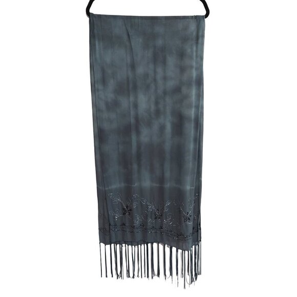 Unbranded Gray Shimmer Fringed Scarf - Picture 3 of 6